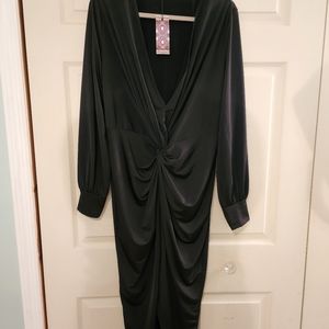 Boohoo Twist Front Plunge Midi Dress